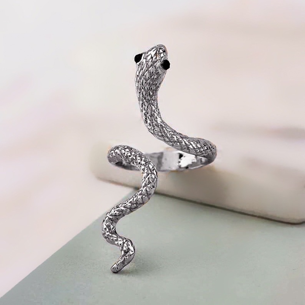 2/$20!  Oxidized Silver Serpent Wrap Ring - Picture 2 of 5